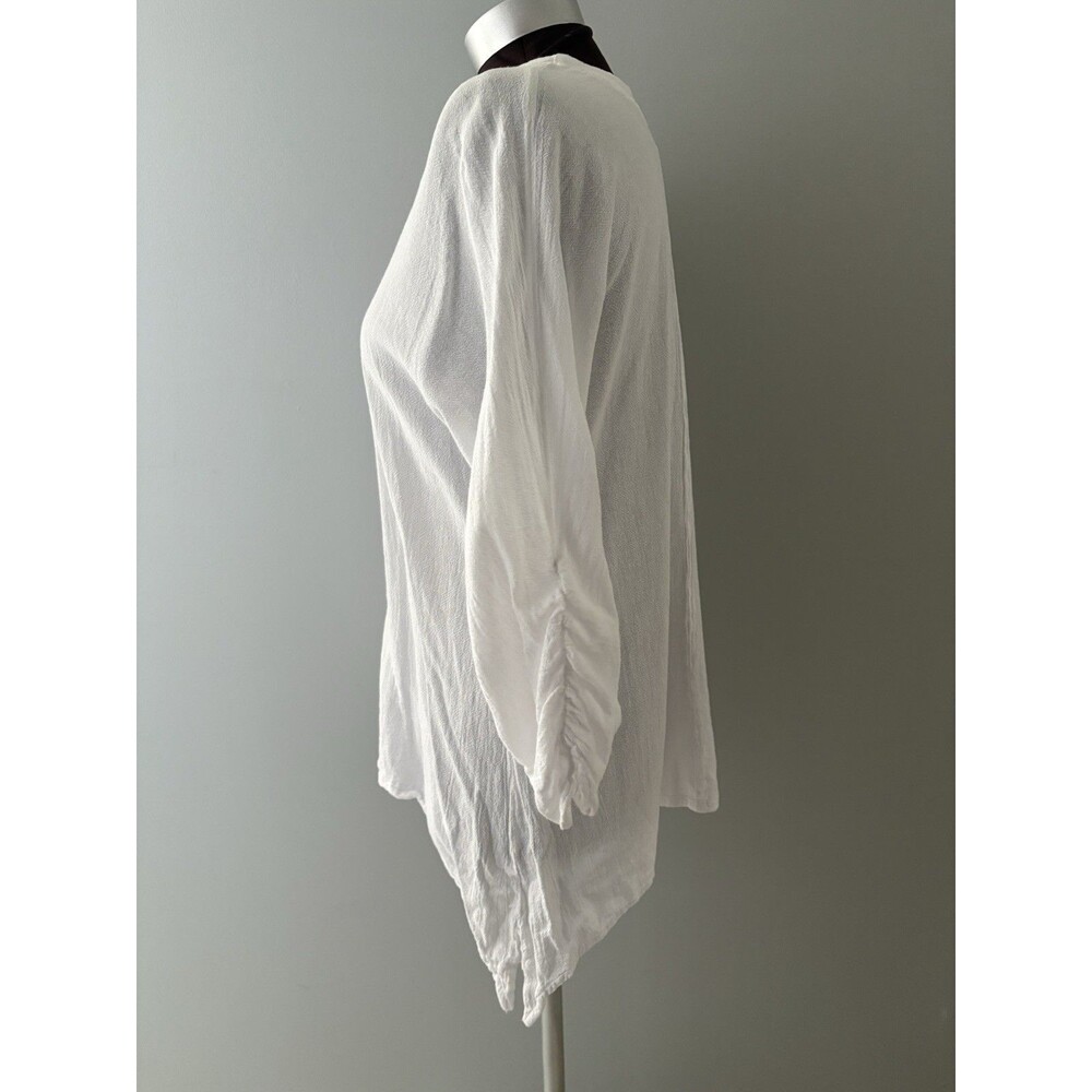 OH MY GAUZE Lana Top Size 1 S/M White Artsy Lagenlook Fairy Beach Ruched Sleeves - Picture 4 of 15